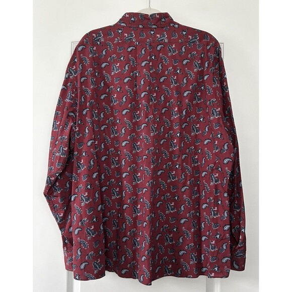 Brooks Brothers Mens XXL Burgundy Red Blue Paisley Regent Cotton Button Down - Picture 4 of 10